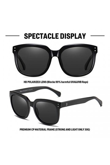 DUCO DC2148 Lunettes de soleil carrées surdimensionnées rétro vintage pour femme Protection UV, Noir, Medium