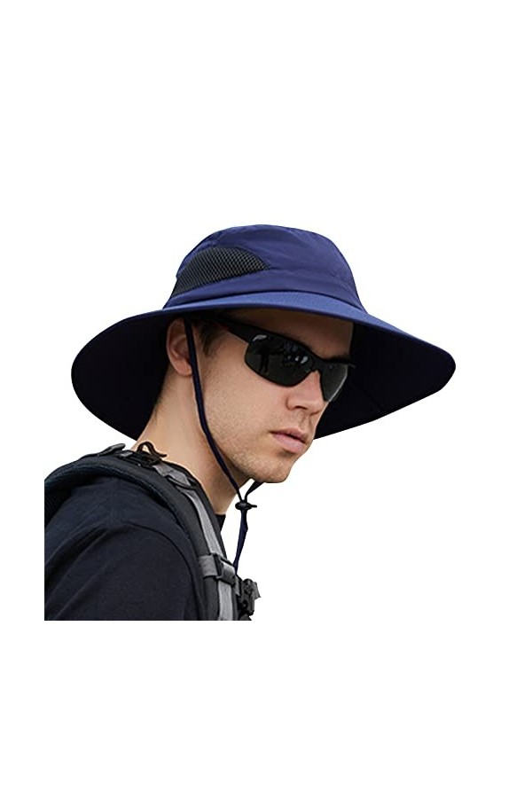 Chapeau de soleil safari en maille à large bord pour femme - Protection UV - Pliable - Pour la plage et la pêche, 1 paquet - 