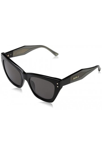 Nina Ricci Snr323 Lunettes de Soleil, Noir Brillant, 54 Femme