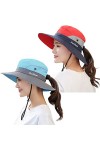 Chapeau de soleil safari en maille à large bord pour femme - Protection UV - Pliable - Pour la plage et la pêche, 1 paquet - 