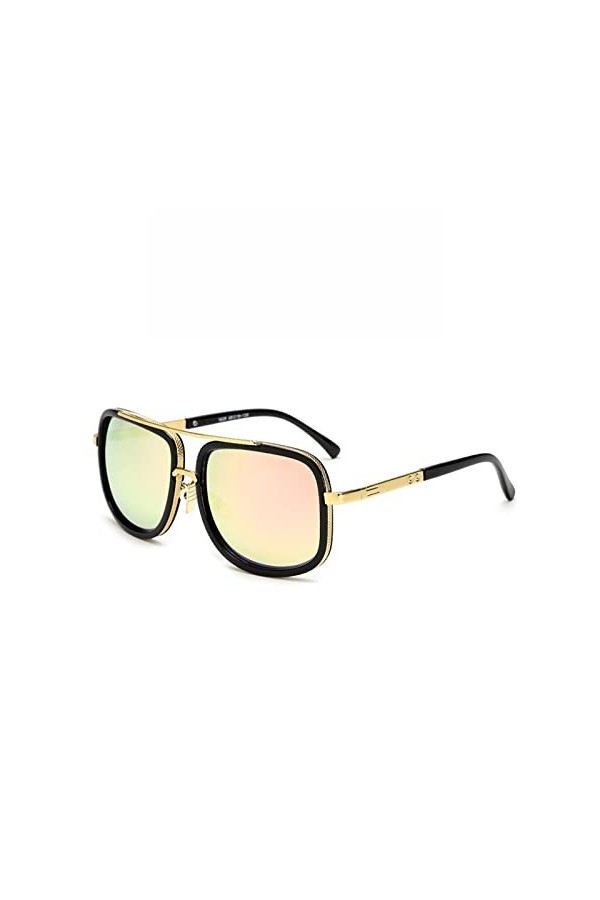 VIROYA Lunettes de soleil grand cadre lunettes de soleil hommes carré métal lunettes de soleil femmes rétro lunettes de solei