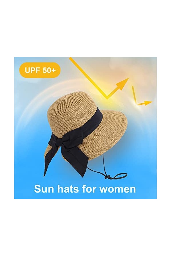 Verabella Chapeau de soleil pour femme UPF 50+ léger pliable / pliable pour femme, A-nature Chapeau de soleil, Taille unique