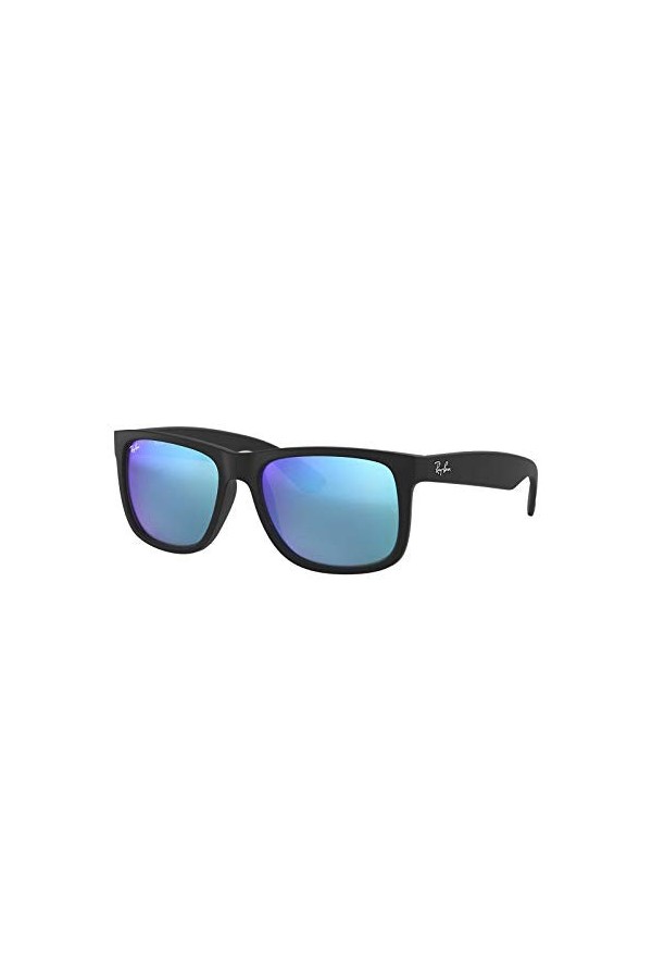 Ray-Ban Justin Montures de Lunettes, Noir Black Rubber/Green Mirror Blue , 51 mm Unisex-Adult
