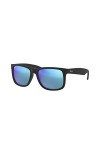 Ray-Ban Justin Montures de Lunettes, Noir Black Rubber/Green Mirror Blue , 51 mm Unisex-Adult
