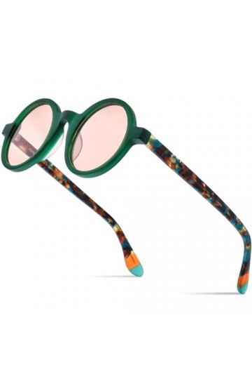 HCHES Lunettes de soleil polarisées en acétate mat UV400 hommes rétro vintage cercle grandes lunettes de soleil rondes femmes