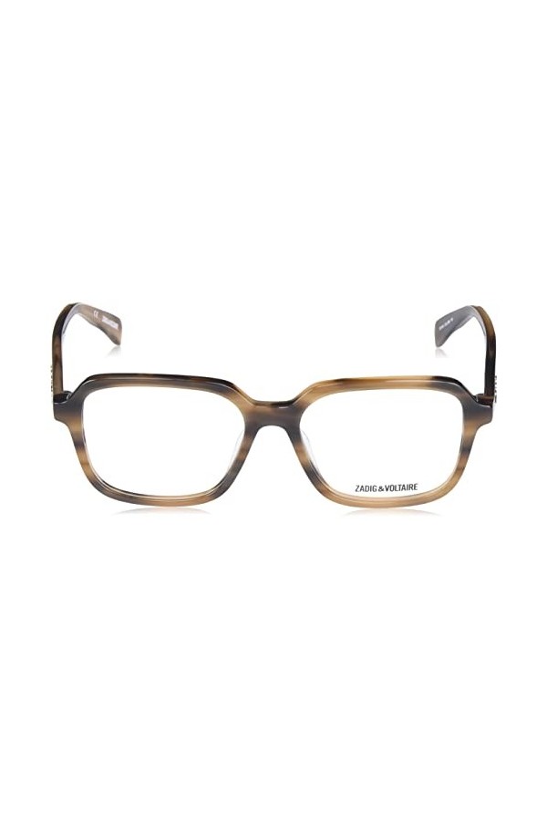 Zadig & Voltaire Vzv348 Lunettes de Soleil, Haut Bruns Brillant+Miel rayé, 53 Femme