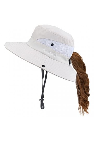Chapeaux de soleil queue de cheval pour femme, chapeau de pêche à large bord pliable, chapeau de plage, chapeau de protection