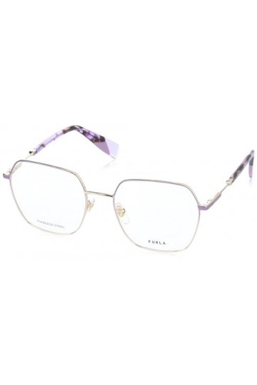 Furla Vfu640 Lunettes de Soleil, Shiny Rose Gold W/Liliac Parts, 54 Femme