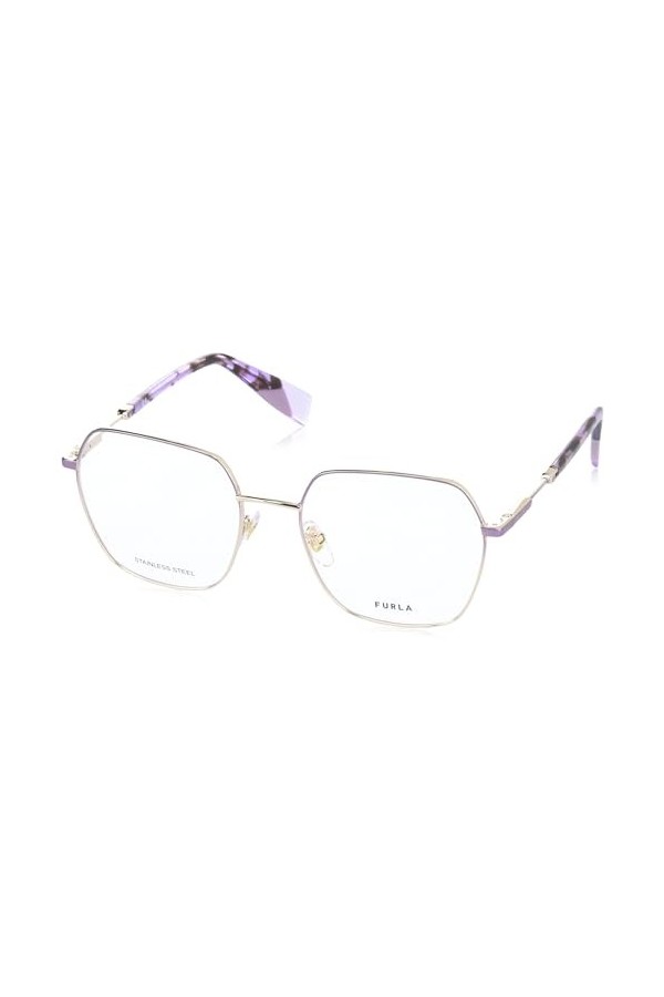 Furla Vfu640 Lunettes de Soleil, Shiny Rose Gold W/Liliac Parts, 54 Femme