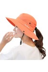 HGGE Chapeau dété pour Femme en Maille à Large Bord de Protection UV avec Trou pour Queue de Cheval - Rouge - Taille Unique