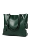 Coolives Tote Sac Cabas en Cuir PU pour Femme Verticale Sacs à Main portés épaule avec Bandoulière Damas Noir