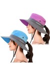 AJG Chapeau de soleil pour femme avec trou pour queue de cheval, large bord, protection UV, chapeau pliable pour lextérieur,