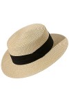 Lanzom Chapeau de soleil pour femme à large bord en paille pliable pour lété, beige, Taille M