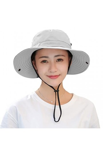 Muryobao Chapeau de soleil pour femme - Protection UV - Pliable - En maille - Large bord - Pour lété, la plage, la pêche - B