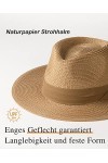 FURTALK Panama Unisexe Chapeau de Paille à Larges Bords Chapeau de Soleil pour Femmes et Hommes Chapeau de Paille Ajustable