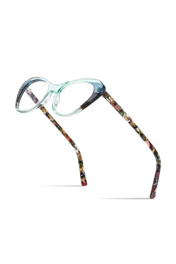 HCHES Lunettes en acétate multicolores monture femmes lunettes œil de chat lunettes pour dames, 3, taille unique