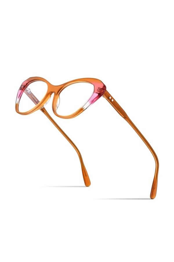 HCHES Lunettes en acétate multicolores monture femmes lunettes œil de chat lunettes pour dames, 3, taille unique