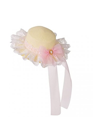 COSDREAMER Chapeau de soleil en dentelle avec nœud pour fille et femme Bleu Ciel 