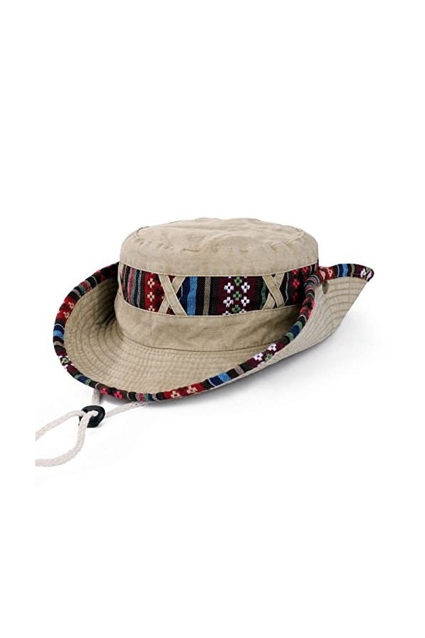 MengPa Chapeau de soleil dété pour homme - Chapeau boonie de plage pliable pour femme, Motif : kaki, taille unique