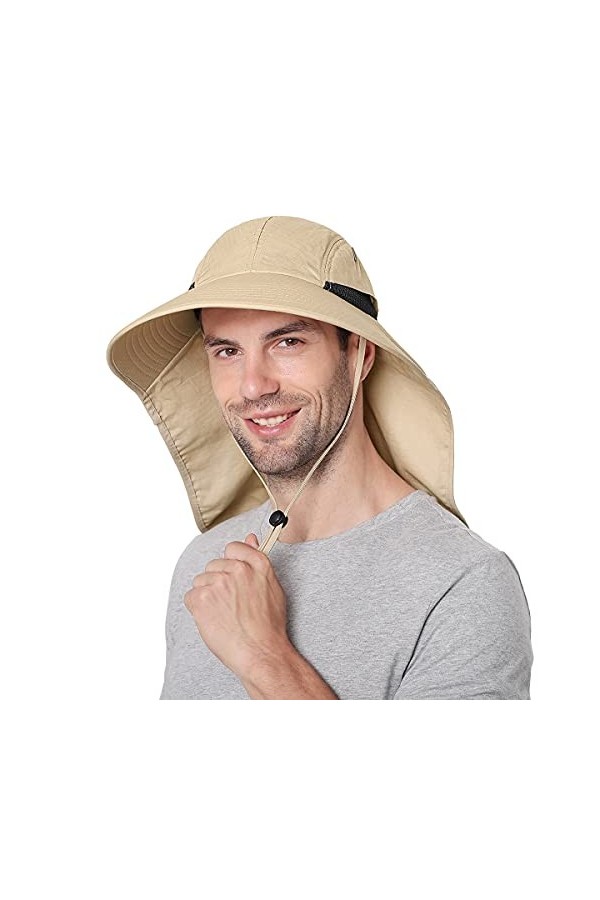 Wmcaps Chapeau de soleil pour homme et femme,Protection UV,Avec large bord,Pliable,Avec rabat,Chapeau de randonnée,Chapeau de