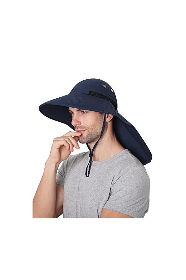Wmcaps Chapeau de soleil pour homme et femme,Protection UV,Avec large bord,Pliable,Avec rabat,Chapeau de randonnée,Chapeau de