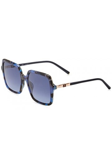 Escada Sesd46 Lunettes de Soleil, Shiny Blue Top+Havana, 55 Femme