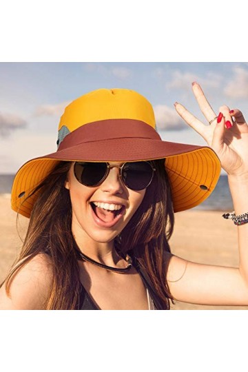 Lot de 6 chapeaux de soleil dété à large bord pour femme - Protection UV - Pliable - En maille - Pour la plage, la pêche