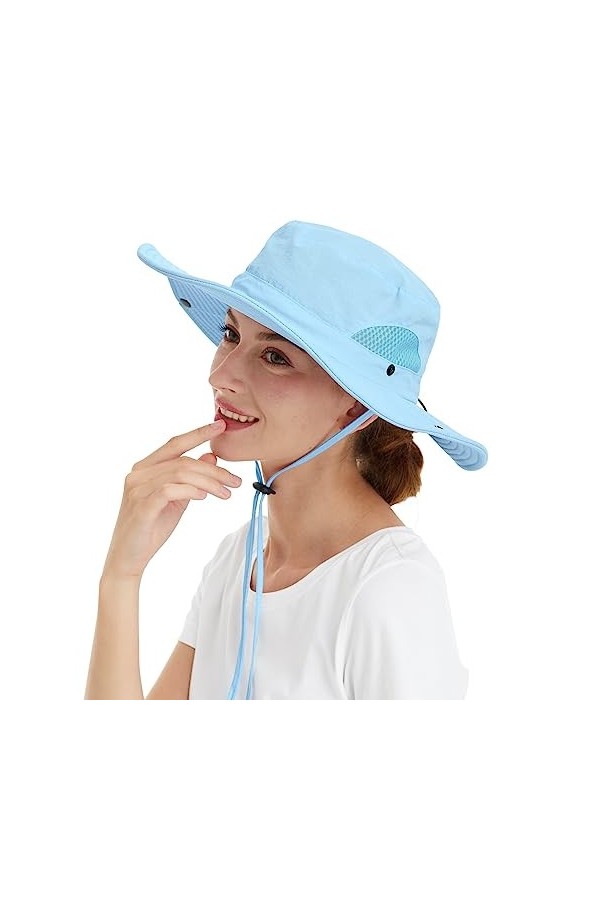 Wmcaps Chapeau de Soleil Femme, Chapeau Safari extérieur Femme, Large Bord Chapeau dété Homme（Rosa）