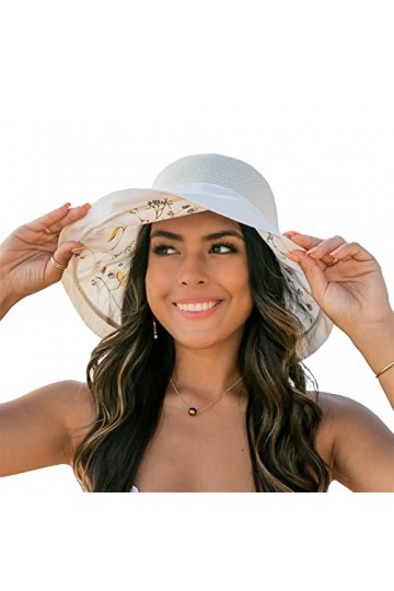HilyBony Chapeaux de soleil en maille pour femme à large bord - Chapeau de plage dété pour filles - Protection UV - Pliable 