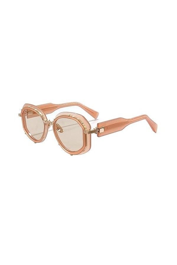 HPIRME Vintage Small Frame Lunettes de soleil irrégulières Femmes Lunettes de soleil de voyage pour dames, BP 3, taille uniqu