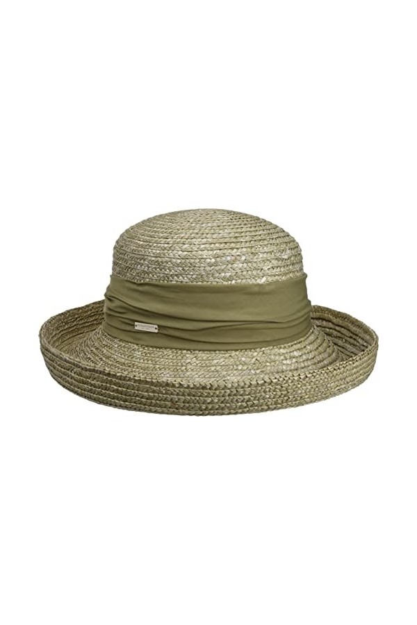 Seeberger Chapeau Dilara en Paille Chapeau pour Femme Chapeau de Soleil Taille Unique - Olive Clair 