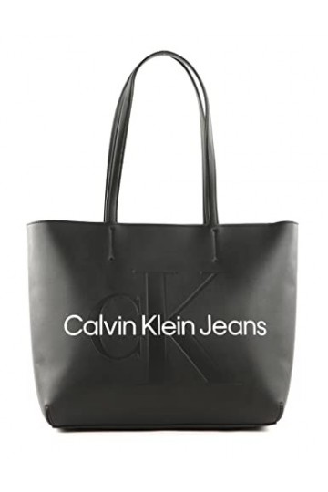 Calvin Klein Jeans Cabas Femme Sac Fermeture Éclair, Noir Black , Taille Standard