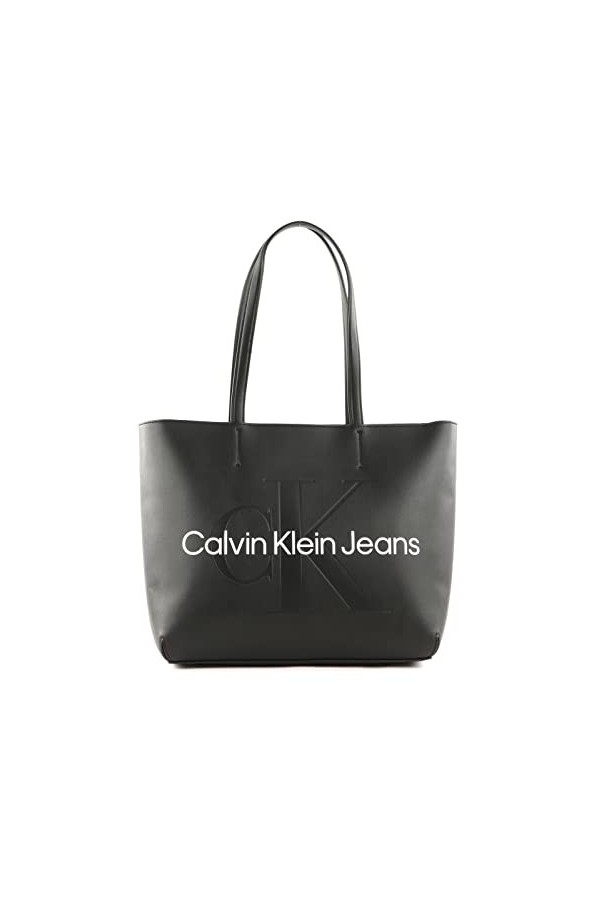 Calvin Klein Jeans Cabas Femme Sac Fermeture Éclair, Noir Black , Taille Standard