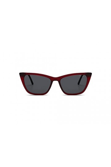 KOMONO Jodie Burgundy Lunettes de soleil unisexes œil de chat en éco acétate pour hommes et femmes avec protection UV et verr