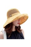 Chapeaux de soleil en maille pour femme - Protection UV UPF - Pliable - Large bord - Mentonnière, noir, Taille M