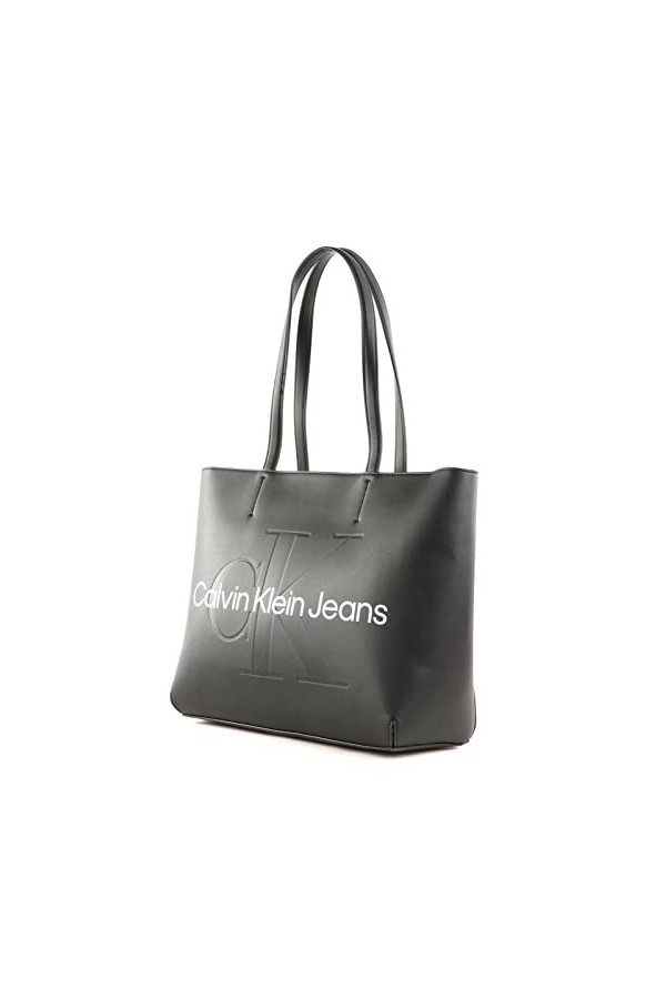 Calvin Klein Jeans Cabas Femme Sac Fermeture Éclair, Noir Black , Taille Standard