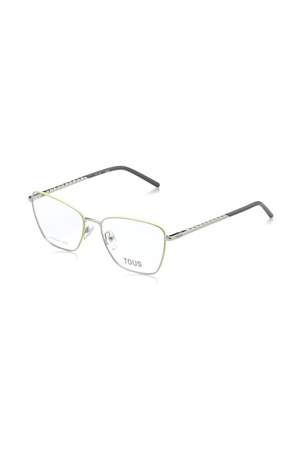 TOUS Eyeglass Frame Vto465 Shiny Palladium W/Green Parts 54/16/135 Femme Lunettes de Soleil