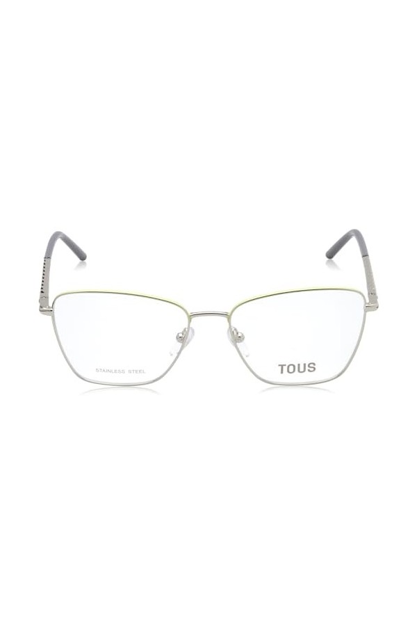 TOUS Eyeglass Frame Vto465 Shiny Palladium W/Green Parts 54/16/135 Femme Lunettes de Soleil