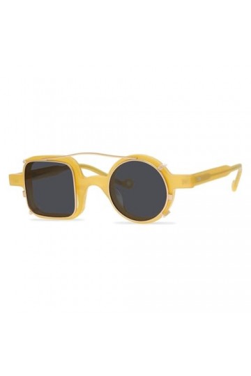 HPIRME Rétro Gauche Rond Droit Carré Lunettes de Soleil Irrégulières Polarisées Clip Acétate Cadre Lunettes de Soleil Femme L