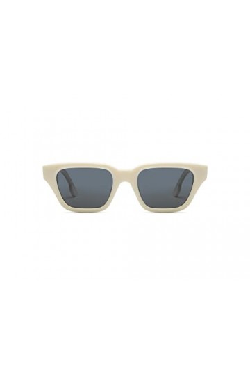 KOMONO Brooklyn Ivory Lunettes de soleil unisexes carrées en acétate pour hommes et femmes avec protection UV et verres polar