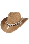 EOZY Chapeau de cowboy en paille pour femme, Blanc., taille unique