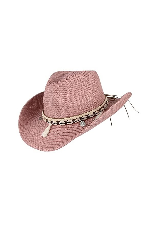 EOZY Chapeau de cowboy en paille pour femme, Blanc., taille unique