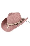 EOZY Chapeau de cowboy en paille pour femme, Blanc., taille unique