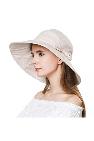 Comhats Siggi Chapeau d’été pliable pour femme avec bord large SPF UPF50+ - Beige - Large