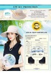Comhats Siggi Chapeau d’été pliable pour femme avec bord large SPF UPF50+ - Beige - Large