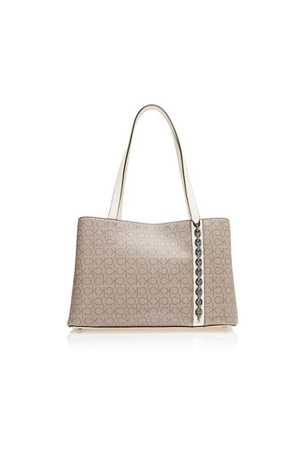 Calvin Klein Adeline Fourre-Tout à Trois Compartiments Femme, Amande/Taupe/chérubin Blanc, Taille Unique