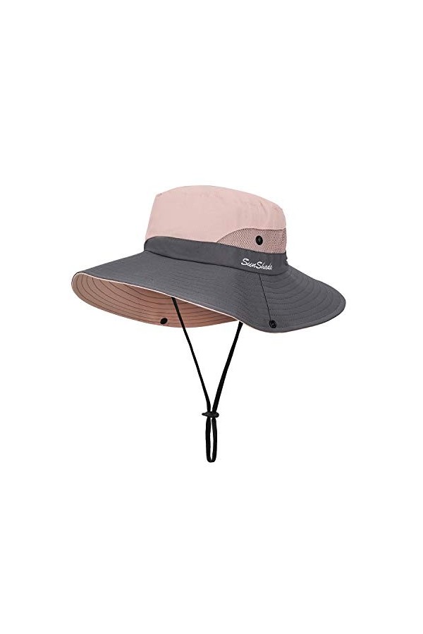 MengH-SHOP Femmes Chapeau Pliable Chapeau de Soleil à Large Bord Protection UV en Maille Chapeau de la Visière Idéal pour Voy