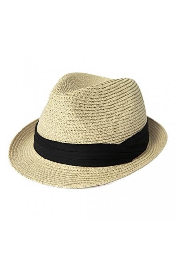 Comhats Chapeau Fedora de paille 16010, Beige - coquillage beige 93563 moyen, M