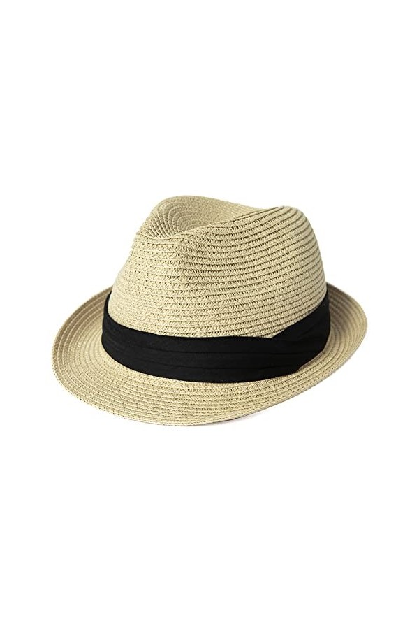 Comhats Chapeau Fedora de paille 16010, Beige - coquillage beige 93563 moyen, M