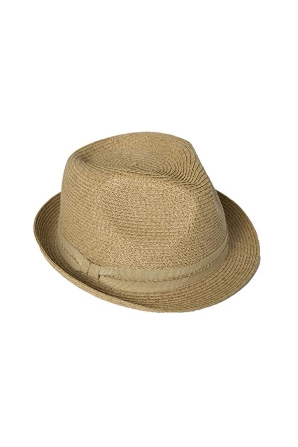 Comhats Chapeau Fedora de paille 16010, Beige - coquillage beige 93563 moyen, M